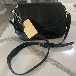 NWT Befen Flap Saddle Crossbody Bag Leather Silver Hardware Adjustable Strap